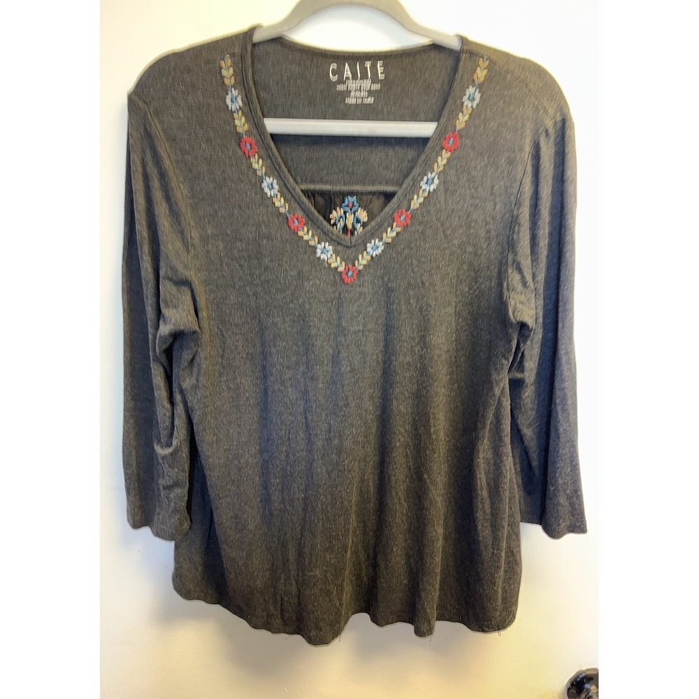 Caite Embroidered Floral Boho Top Art to Wear Size Small